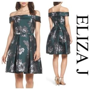 ELIZA J off the Shoulder Belted Fit & Flare Dress